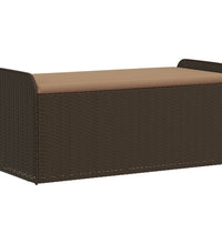 Sitzbank mit Stauraum & Kissen Braun 115x51x52 cm Poly Rattan