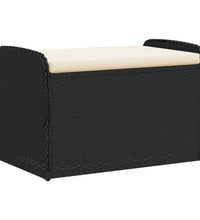 Sitzbank mit Stauraum & Kissen Schwarz 80x51x52 cm Poly Rattan