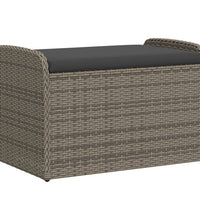 Sitzbank mit Stauraum & Kissen Grau 80x51x52 cm Poly Rattan