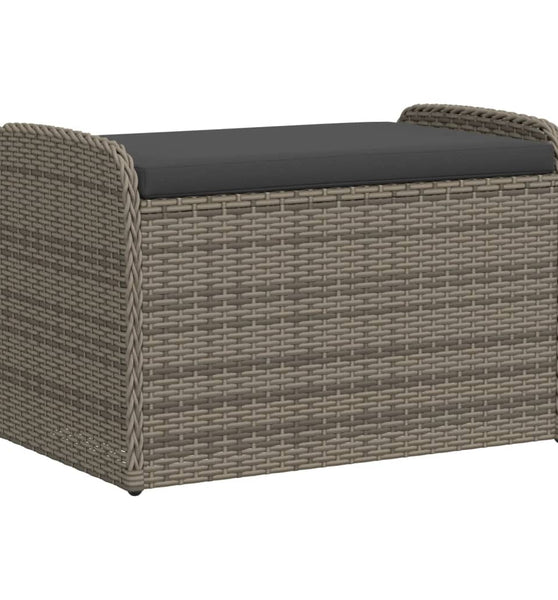 Sitzbank mit Stauraum & Kissen Grau 80x51x52 cm Poly Rattan