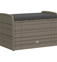 Sitzbank mit Stauraum & Kissen Grau 80x51x52 cm Poly Rattan