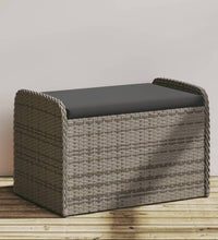 Sitzbank mit Stauraum & Kissen Grau 80x51x52 cm Poly Rattan