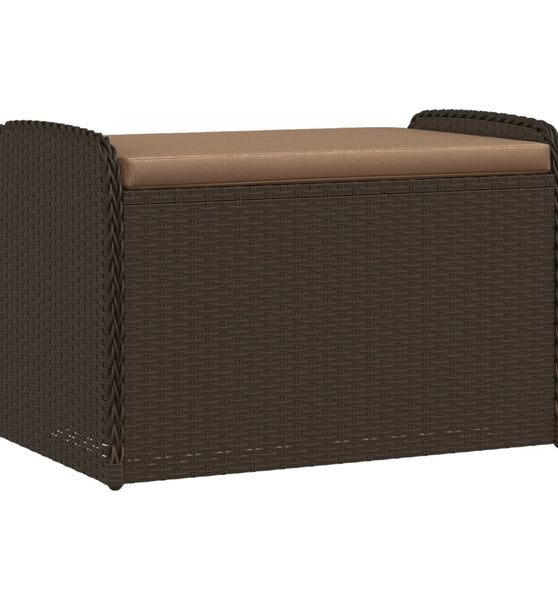 Sitzbank mit Stauraum & Kissen Braun 80x51x52 cm Poly Rattan