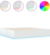 Bettgestell mit LED Weiß 200x200 cm Holzwerkstoff