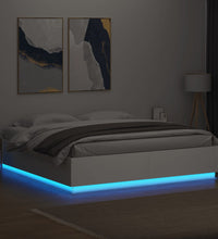 Bettgestell mit LED Weiß 200x200 cm Holzwerkstoff