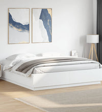 Bettgestell mit LED Weiß 200x200 cm Holzwerkstoff