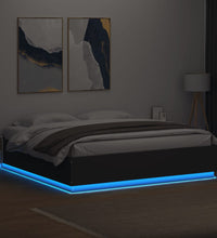Bettgestell mit LED Schwarz 200x200 cm Holzwerkstoff