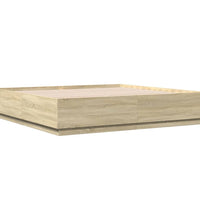 Bettgestell mit LED Sonoma-Eiche 200x200 cm Holzwerkstoff