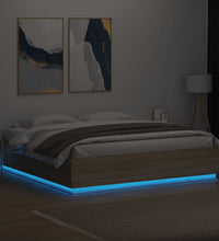 Bettgestell mit LED Sonoma-Eiche 200x200 cm Holzwerkstoff
