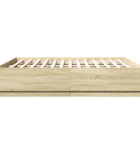 Bettgestell mit LED Sonoma-Eiche 200x200 cm Holzwerkstoff