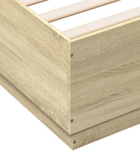 Bettgestell mit LED Sonoma-Eiche 200x200 cm Holzwerkstoff