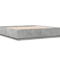 Bettgestell mit LED Betongrau 200x200 cm Holzwerkstoff