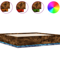 Bettgestell mit LED Räuchereiche 200x200 cm Holzwerkstoff