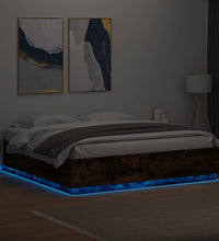 Bettgestell mit LED Räuchereiche 200x200 cm Holzwerkstoff