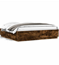 Bettgestell mit LED Räuchereiche 200x200 cm Holzwerkstoff