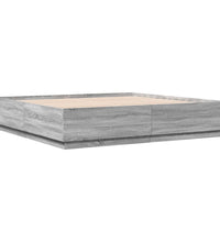 Bettgestell mit LED Grau Sonoma 200x200 cm Holzwerkstoff