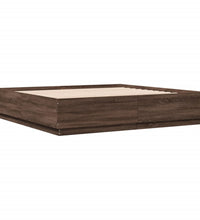 Bettgestell mit LED Braun Eichen-Optik 200x200 cm Holzwerkstoff