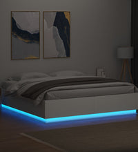 Bettgestell mit LED Weiß 180x200 cm Holzwerkstoff