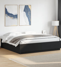 Bettgestell mit LED Schwarz 180x200 cm Holzwerkstoff
