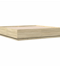 Bettgestell mit LED Sonoma-Eiche 180x200cm Holzwerkstoff