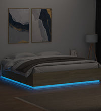 Bettgestell mit LED Sonoma-Eiche 180x200cm Holzwerkstoff