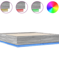 Bettgestell mit LED Grau Sonoma 180x200 cm Holzwerkstoff