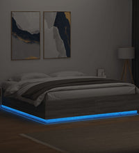 Bettgestell mit LED Grau Sonoma 180x200 cm Holzwerkstoff