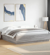 Bettgestell mit LED Grau Sonoma 180x200 cm Holzwerkstoff