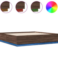 Bettgestell mit LED Braun Eichen-Optik 180x200 cm Holzwerkstoff