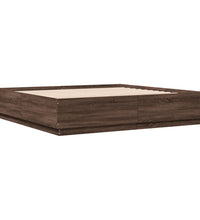 Bettgestell mit LED Braun Eichen-Optik 180x200 cm Holzwerkstoff