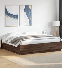 Bettgestell mit LED Braun Eichen-Optik 180x200 cm Holzwerkstoff