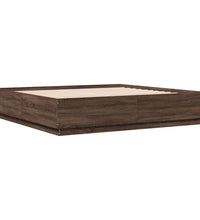 Bettgestell mit LED Braun Eichen-Optik 180x200 cm Holzwerkstoff