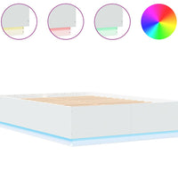 Bettgestell mit LED Weiß 160x200 cm Holzwerkstoff