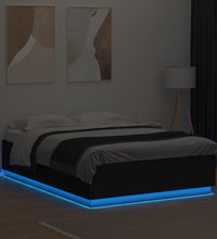Bettgestell mit LED Schwarz 160x200 cm Holzwerkstoff