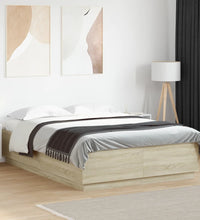 Bettgestell mit LED Sonoma-Eiche 160x200 cm Holzwerkstoff