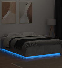 Bettgestell mit LED Betongrau 160x200 cm Holzwerkstoff