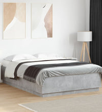 Bettgestell mit LED Betongrau 160x200 cm Holzwerkstoff