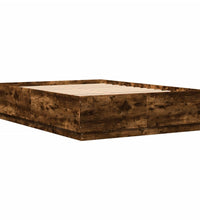 Bettgestell mit LED Räuchereiche 160x200 cm Holzwerkstoff