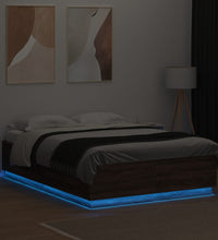 Bettgestell mit LED Braun Eichen-Optik 160x200 cm Holzwerkstoff