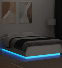 Bettgestell mit LED Weiß 150x200 cm Holzwerkstoff