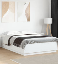 Bettgestell mit LED Weiß 150x200 cm Holzwerkstoff