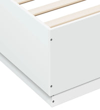 Bettgestell mit LED Weiß 150x200 cm Holzwerkstoff