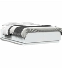 Bettgestell mit LED Weiß 150x200 cm Holzwerkstoff