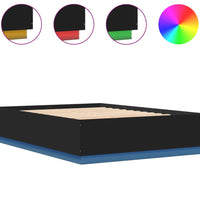 Bettgestell mit LED ohne Matratze Schwarz 150x200 cm