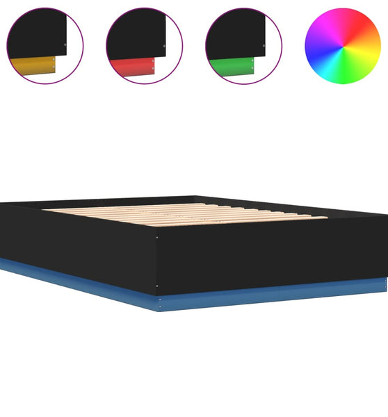 Bettgestell mit LED ohne Matratze Schwarz 150x200 cm