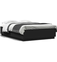 Bettgestell mit LED ohne Matratze Schwarz 150x200 cm