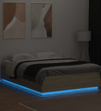 Bettgestell mit LED Sonoma-Eiche 150x200 cm Holzwerkstoff