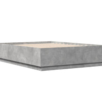 Bettgestell mit LED Betongrau 150x200 cm Holzwerkstoff