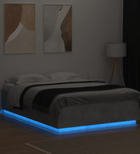 Bettgestell mit LED Betongrau 150x200 cm Holzwerkstoff