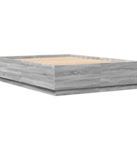 Bettgestell mit LED Grau Sonoma 150x200 cm Holzwerkstoff